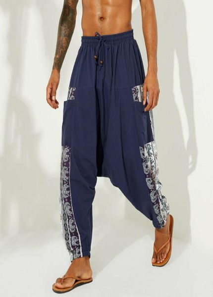 

2020 fashion trend men039s boho national style loose crosspants casual collage leisure trousers new exercise sportswear bottom4246514, Black