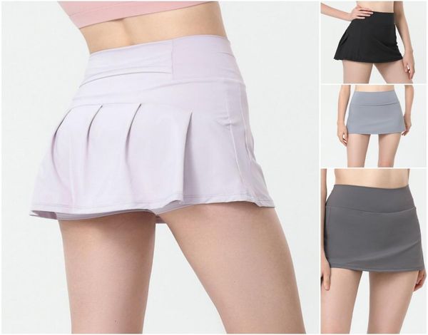 

2023 designer womens tennis skirts pleated yoga skirt gym clothes summer women anti glare running fitness golf pants shorts sports8137800, Black