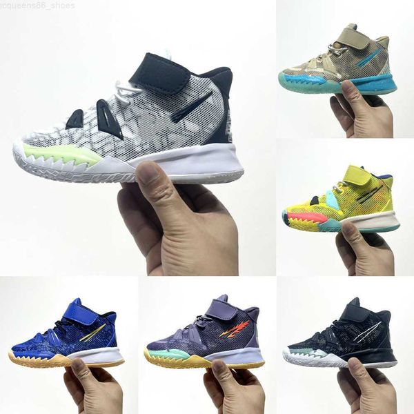

2023 kyrie 7 mid basketball one world people boys girls kyries 7s running shoes sponge orions kids children belt all star patrick oreo train, Black