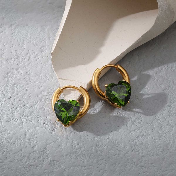 

charm light luxury love zircon stainless steel earrings for women trend ladies real gold plated jewelry gift direct r230804, Golden