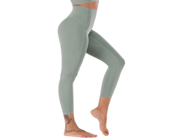 

womens leggings yoga pants fitness running doublesided nude brushed high waist no embarrassing line tight ninepoint pants jogger8300919, Black