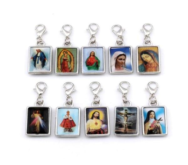 

50pcs double sided jesus christ icon floating lobster clasps charm pendant for jewelry making bracelet necklace diy accessories a42897678, Bronze;silver