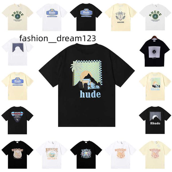 

23ss rhude mens t shirt tess designer casual fashion short sleeve europe america men women round neck tshirts us size s-xl, White;black