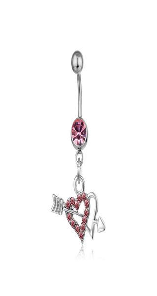 

d0361 2 colors two hearts belly button navel rings body piercing jewelry5399578, Silver