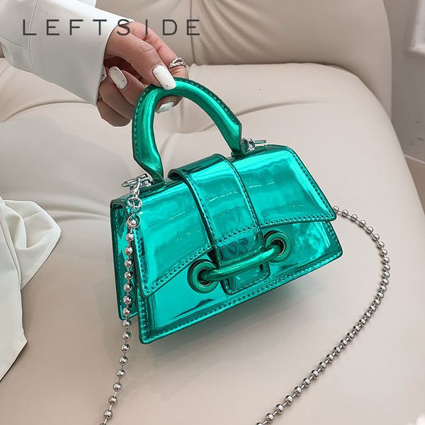 

evening bags leftside y2k mini leather metal style solid color crossbody bags spring designer handbag chain bag with short handle 230804