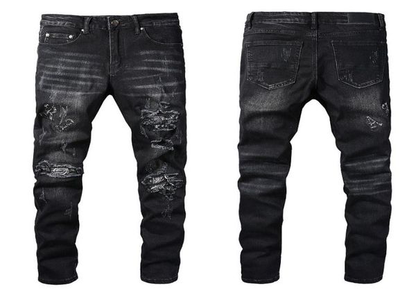 

2022 new jeans sell clothing pants men women t shirts panther print green destroyed mens slim denim straight biker skinny jean4848069, Blue