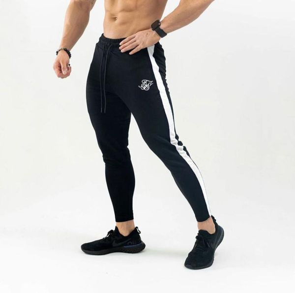 

siksilk autumn new men fitness sweatpants male gyms bodybuilding workout cotton trousers casual joggers sportswear pencil pants t24609120, Black