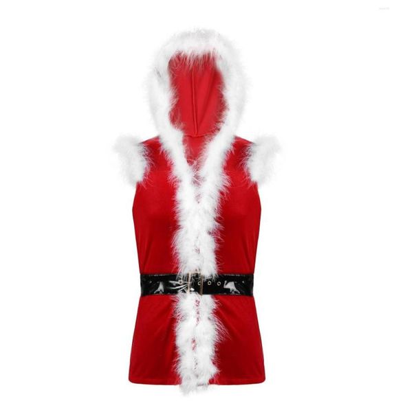 

men039s vests men christmas vest velvet santa claus cosplay sleeveless jacket coat hooded slim fit faux fur trim waistcoat with5535483, Black;white