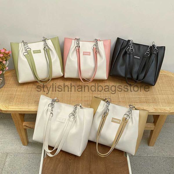 

shoulder bags contrast color large capacity fashion handbag 2023 summer new western style casual bag one shoulder underarm bag tote bag tide