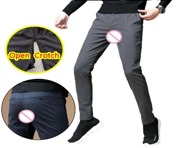 

men039s pants men open crotch korea hidden zippers gay hole trousers y2k wear autumn outdoor crotchless pencil jeans9580682, Black