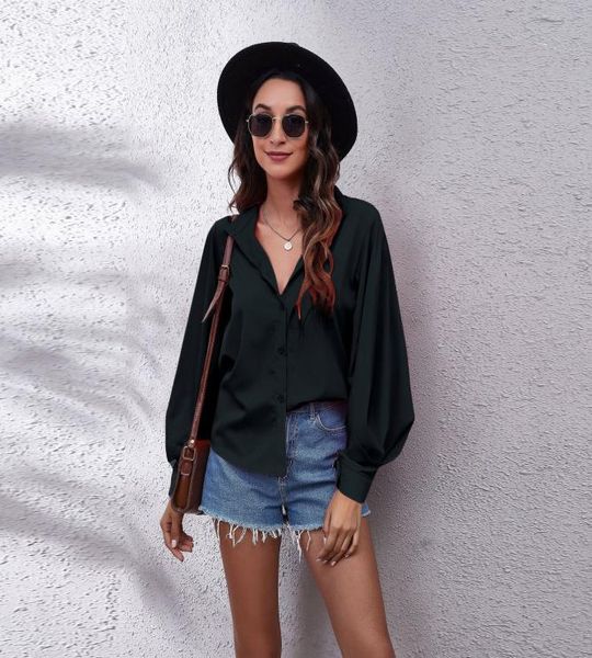 

new style shirt fashion women ladies summer long sleeve loose casual casual blouse shirt 3862838, White