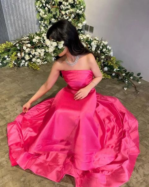 

a line fuchsia prom dresses saudi arabic formal evening gowns for women wear outfits tiered skirt specail occasion party dress, Black