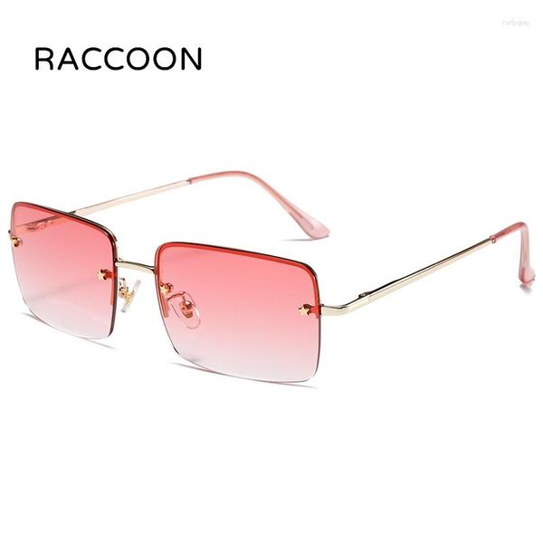 

sunglasses trendy rimless rectangle women vintage fashion sun glasses men classic ultralight metal frame y2k star accessories67, White;black