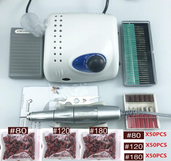 

45000rpm silver handpiece strong 210 pro 105 105l 65w nail drills manicure machine pedicure electric file bits8192018