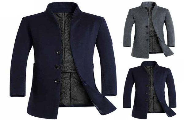 

men039s trench coats fashion autumn winter casual solid colors long sleeve singlebreasted stand collar windbreaker coat outwea8027056, Tan;black