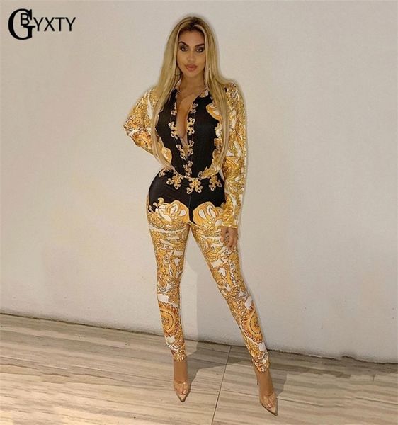 

vintage print tracksuit long sleeve bodysuit and pants two piece set women 2020 spring autumn outfits matching set t2005287601048, Gray
