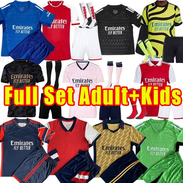 

arsen gunners g.jesus soccer jerseys 23 24 smith rowe pepe saka odegaard thomas martinelli tierney 2023 2024 full set socks goalkeeper child, Black;yellow