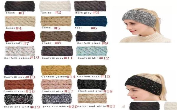 

hair accessories cc hairband colorf knitted crochet headband winter ear warmer elastic hair band wide accessories b5 drop de8040592531122, Slivery;white