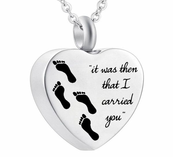 

footprint cremation urn necklace for ashes heart jewelry memorial keepsake pendant with engraved3965382, Silver