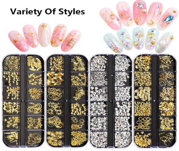 

mulitdesigns nail rhinestones hand beauty studs multishapes 3d crystal ab clear stones gems for nails art accessories7368028, Silver;gold