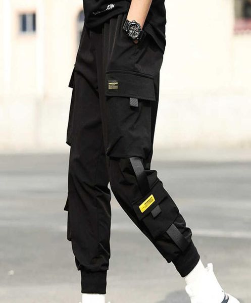 

2021 new men039s cargo harem pants hip hop casual male joggers trousers fashion streetwear jogging pants japanese style clothes7142789, Black