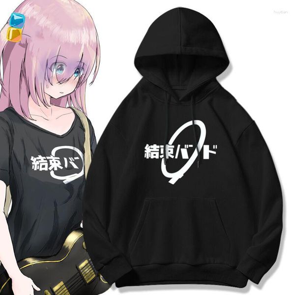 

men's hoodies anime bocchi the rock hitori sweatshirt men/women autumn winter pullover hoodie fashion student jacket coat, Black