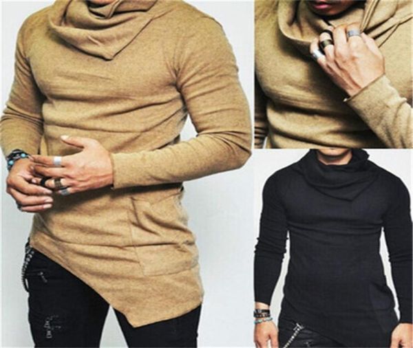 

men039s highnecked sweaters irregular design male sweater solid color mens casual sweater pullover sweaters285s8162056, White;black