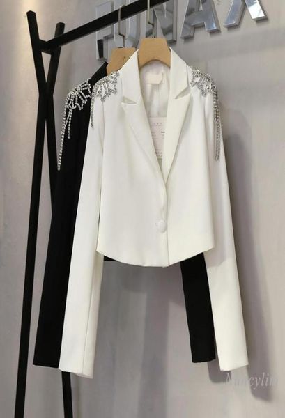 

women039s suits blazers exquisite rhine tassel shoulder white blazer for women spring fall korean style temperament shor3574992, White;black