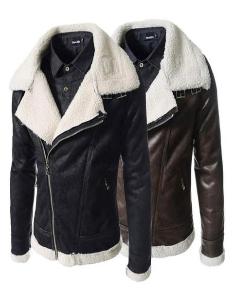 

black brown faux leather motorcycle jacket mens fashion men039s coat winter leather jacket faux fur slim fit leather jackets fo8285852