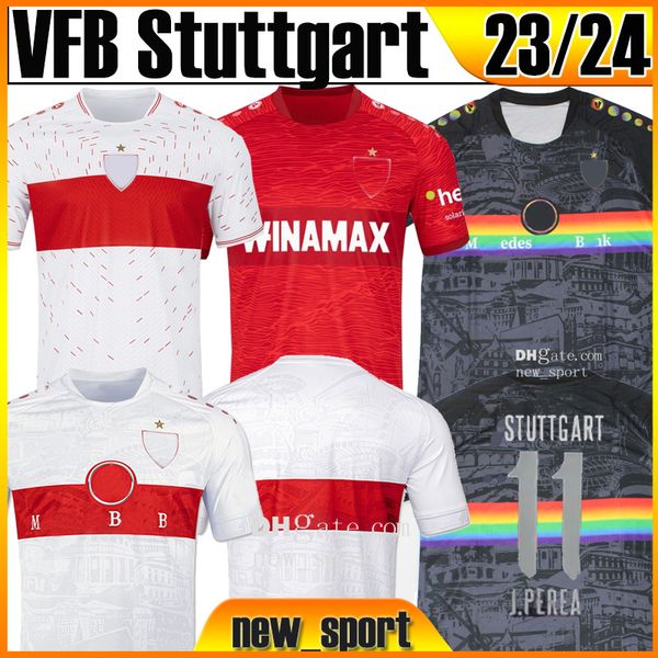 

23 24 vfb stuttgart soccer jerseys kalajdzic didavi gomez wamangituka 2023 2024 men jersey kinder football shirts thai, Black;yellow