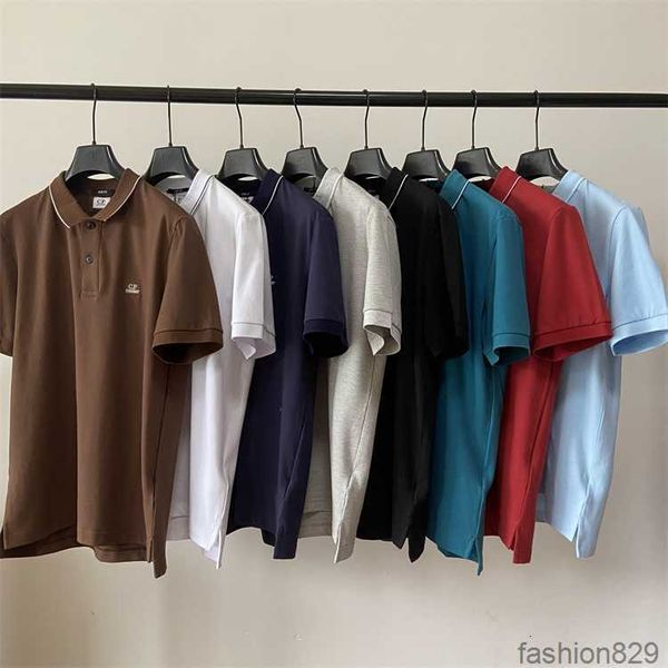 

2023 designer letter embroidery cp patch men t-shirts casual cotton t shirts outdoor turndown collar women polos tees with original tag qua, White;black