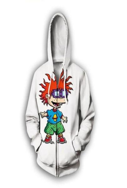 

cartoon rugrats 90039s 3d print causal clothing new fashion men women zipper hoodies hk0293697268531076, Black