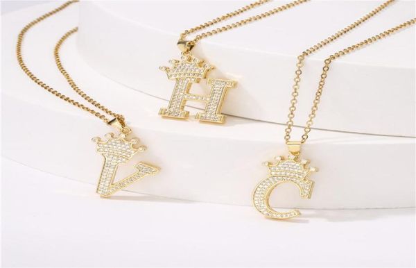

selling copperplated real gold color preservation microset zircon crown english letter pendant necklace women039s popular4494078, Silver