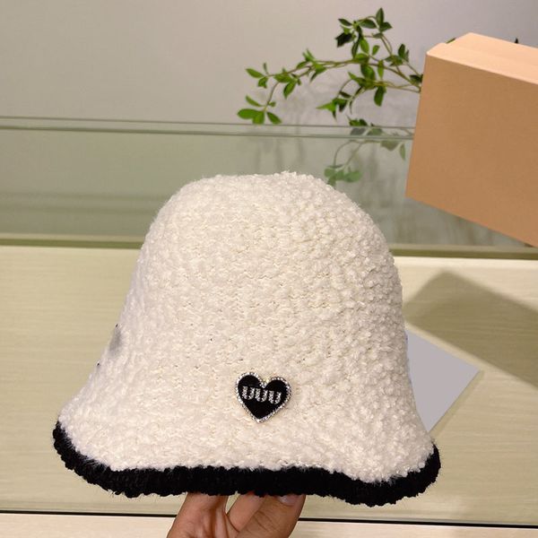 

ladies autumn winter fish hats lambswool plush pure color simple classy alphabet love heart embroidered bucket hat bowler hat bob hat, Blue;gray