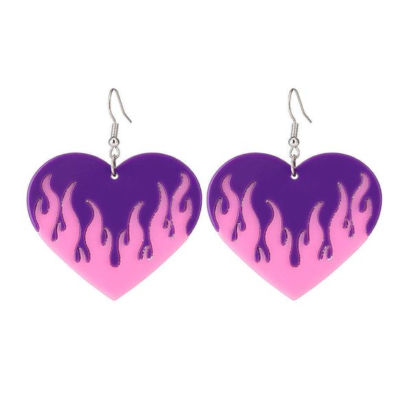 

charm lady new heart-shaped earrings cute romantic flame love stud earrings female fashion popular jewelry r230804, Golden