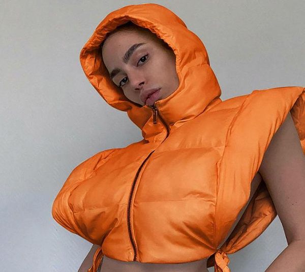 

women039s jackets harajuku cropped puffer for women winter spring sleeveless zip up vest hoodies coat side laceup y2k bub3333724, Black;brown