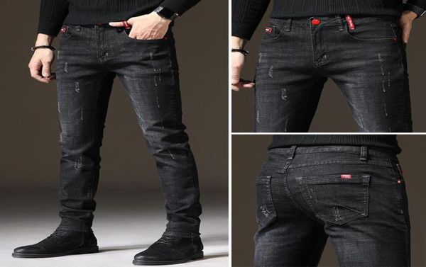 

men039s jeans brand men slim fit skinny denim designer elastic straight stretch trousers for5933014, Blue