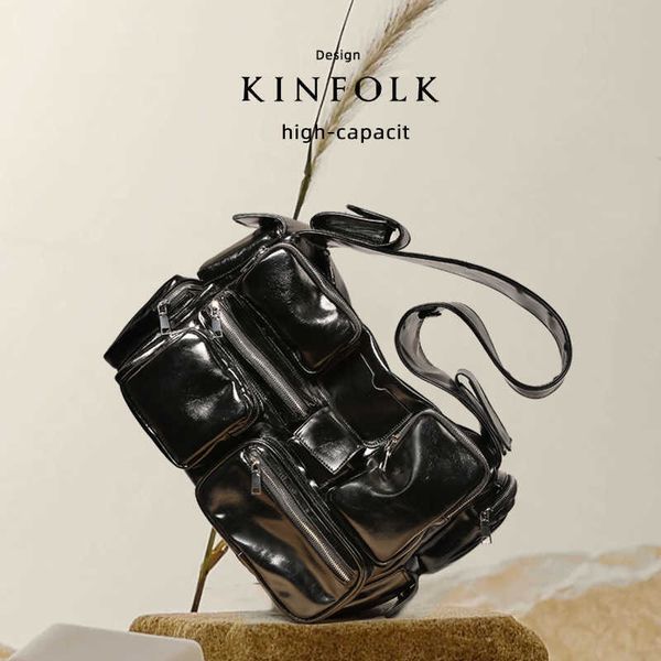 

multifunctional pocket design motorcycle computer crossbody shoulder bag premium feeling soft large capacity underarm bag 08080