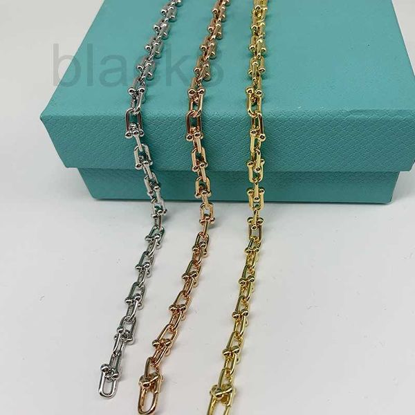 

chain designer u-shaped horseshoe bracelet s925 sterling silver bracelet ins niche minimalist couple gift gold bracelet vvi3, Black