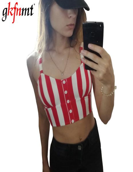 

crop mujer camisole tank summer button bralette fashion strappy striped black white red women shirt fitness clothes5356659