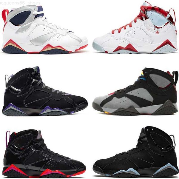 

jumpman 7 7s mens basketball shoes afrobeats hare flint pantone bordeaux chambray citrus ray allen patent leather men trainers sports sneake, Black