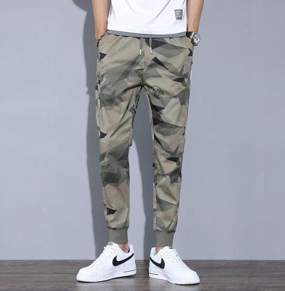 

men039s pants fashion camouflage pant men 2021 spring autumn casual camo slim fit pencil anklelength male elastic waist ha1873280673, Black
