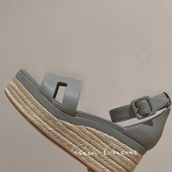 

slippers high heel sandals female summer handmade weave design walk show wedges genuine leather material ladies single shoes 230803, Black