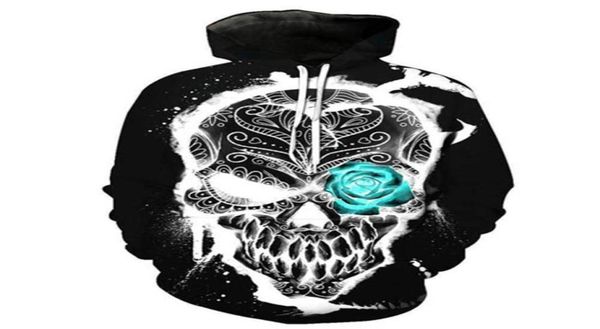 

skull hoodies sweatshirt 3d print pullovers women men couples hoodie colorful skull outwear street fashion s5xl 7 styles swea2044213, Black