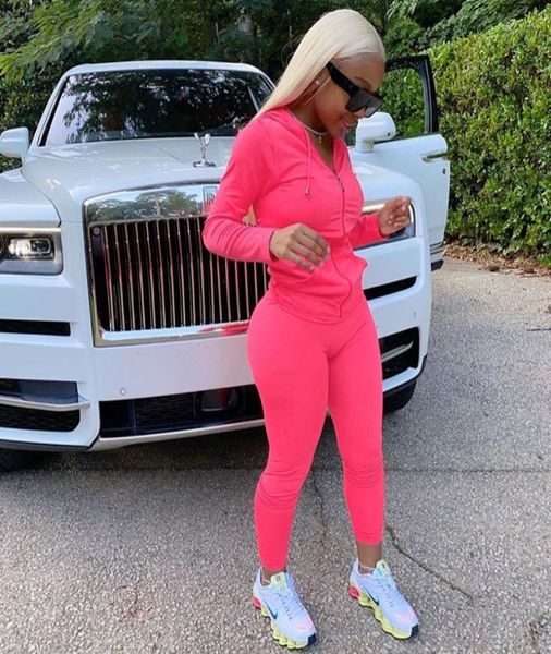 

women tracksuits solid color zipper sweatshirt and pants suit two piece set jogging femme clothes streetwear fitness outfits5272115, Gray
