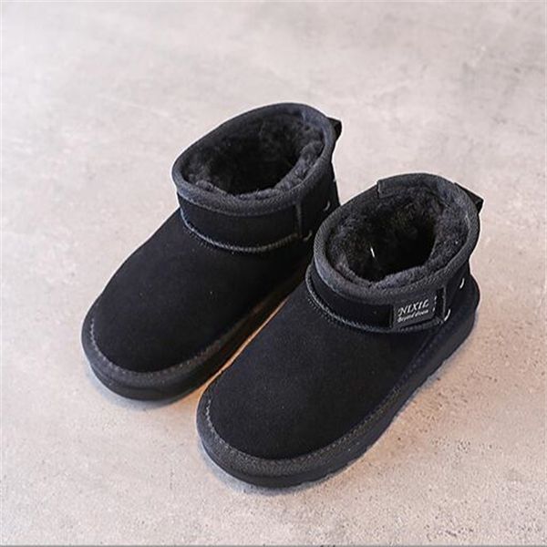 

new kid' leisure suede snow boots, college students, boys and girls thicken cotton boots in winter, Black;grey