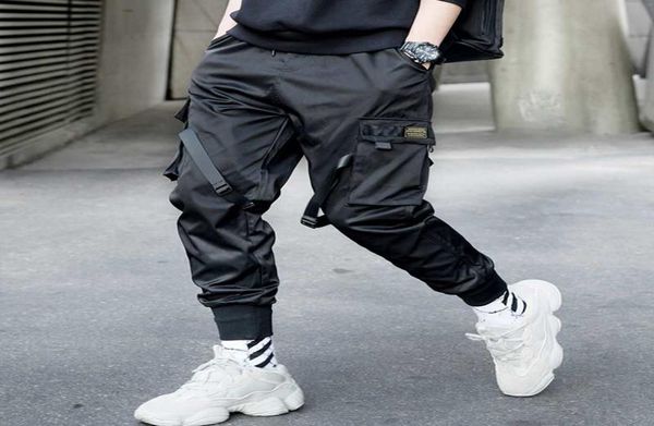 

hip hop black pencil pants men multipocket streetwear harem joggers pants 2019 autumn fashion mens pant ribbon gm222690747