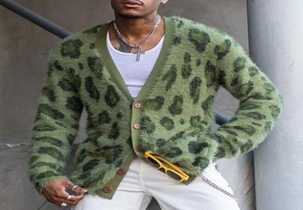 

men039s sweaters autumn winter green leopard printed sweater long sleeve slim casual man cardigan knitted men outerwear af3103566, White;black