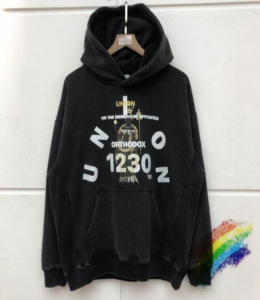 

vintage hoodie men women letter nice washed heavy fabric sweatshirts pullovers6916283, Black