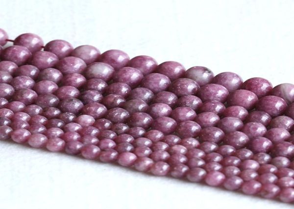 

natural genuine pink purple lepidolite stone round loose gemstone stone beads 412mm 15quot 052481302983, Black